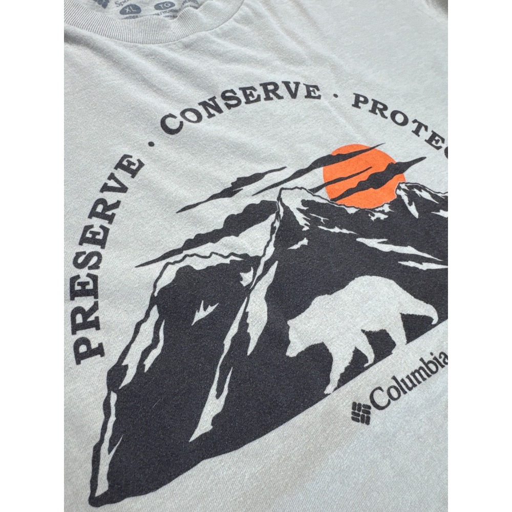 Columbia Mens XL Gray Preserve Conserve Protect Bear Mountain Graphic T-Shirt - Picture 2 of 6